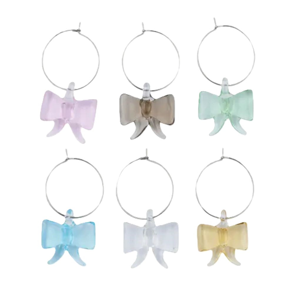 Bows Set of 6 Glass Wine Charms
