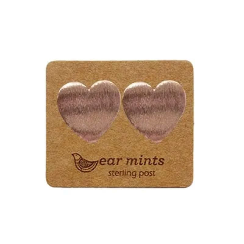 Brushed Heart Post Earrings - Rose Gold