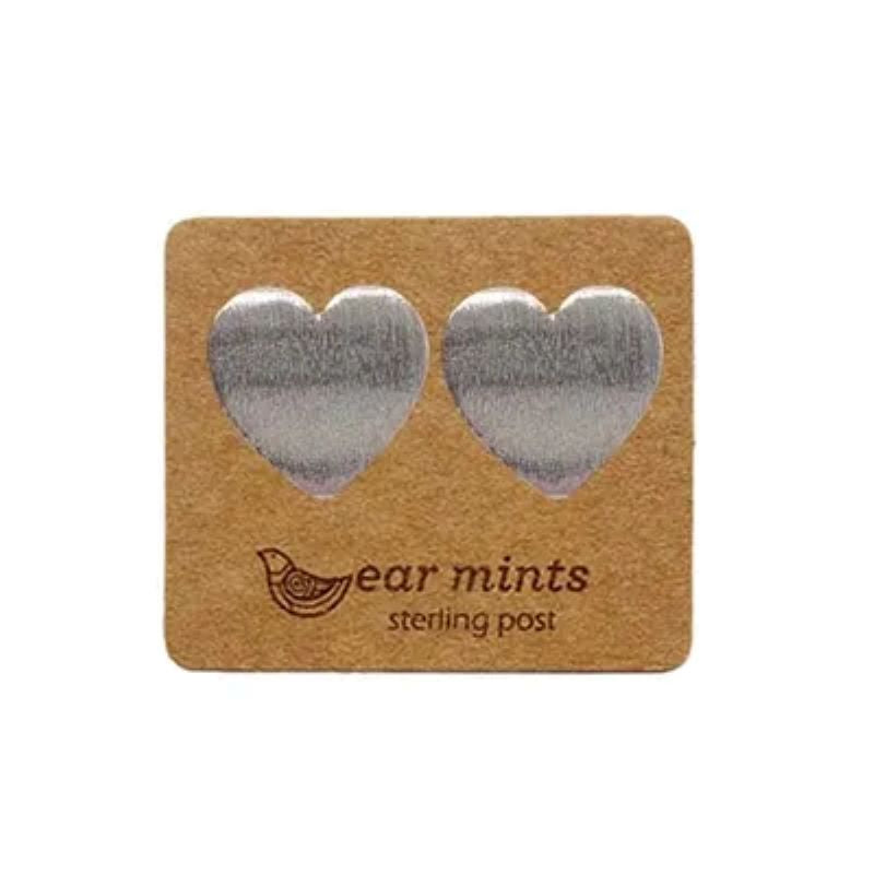 Brushed Heart Post Earrings - Silver