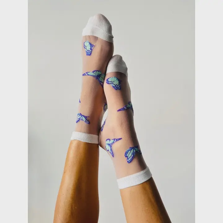 Transparent Mesh Socks - Cynthia Fancy Butterfly