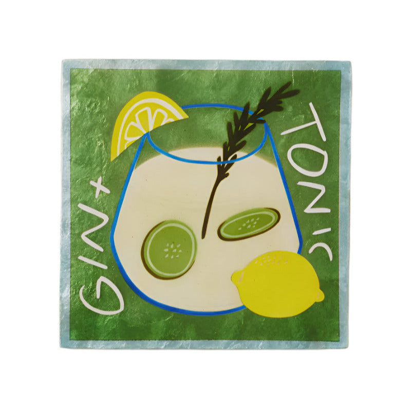 Capiz Shell Art Tile - Happy Hour - Gin