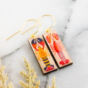 Rectangle Drop Earrings - Retro Lobster