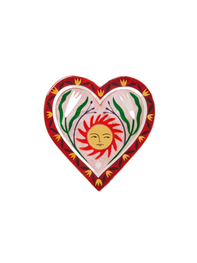 Capiz Shell Art Tile - Fable Sun Pink Heart