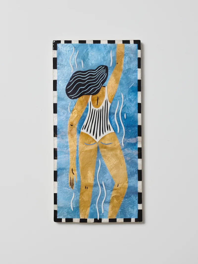 Capiz Shell Art Tile - Beach Day - Swim