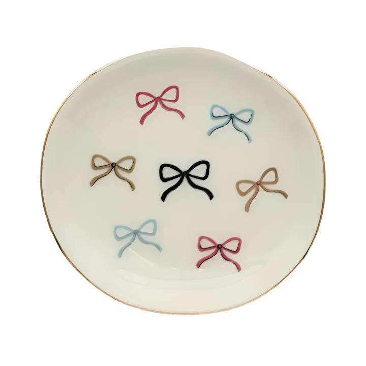Round Trinket Tray - Multicolour Bows