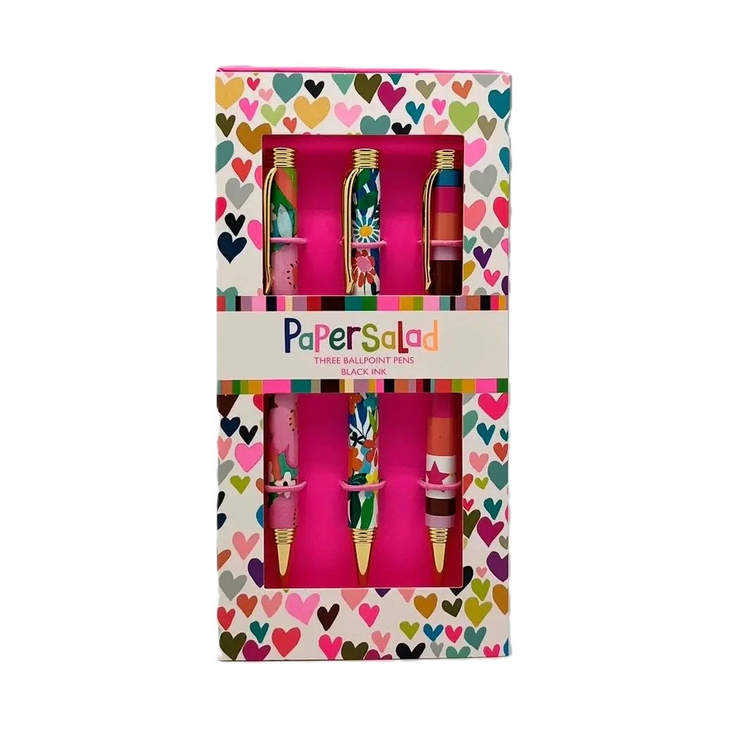 Gift Set of 3 Pens - Paper Salad Stripes