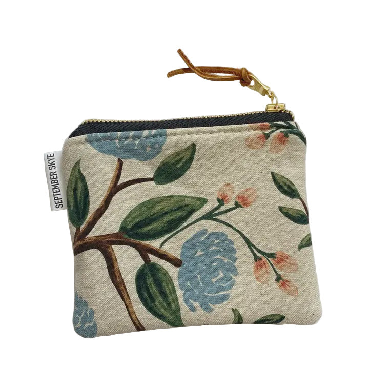 Cotton Coin Pouch - Rifle Paper Linen Hydrangea
