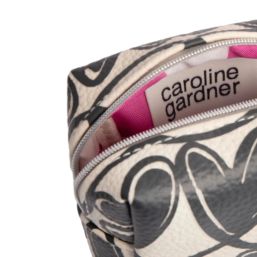 Ultra Mini Cube Cosmetic Bag - Mono Linked Hearts