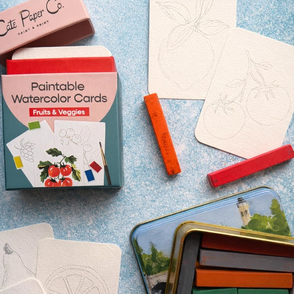 Paintable Watercolour Card Deck - Fruits & Veggies