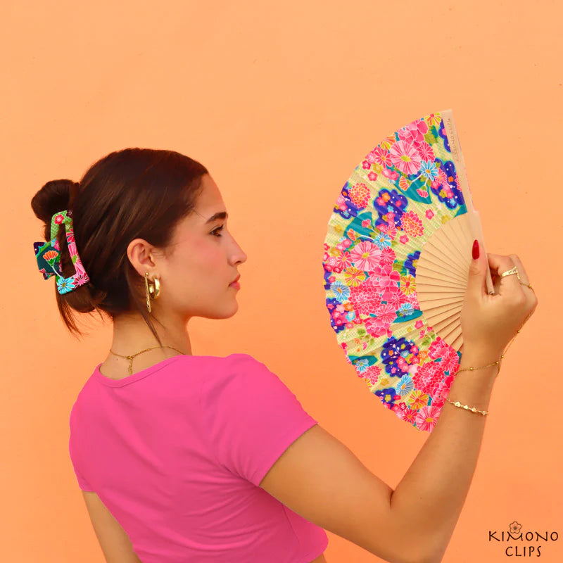 Kimono Fabric Hand Fan