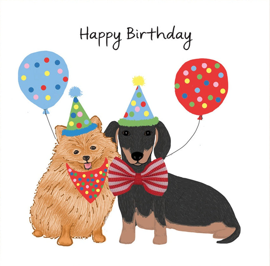 Birthday Sausage Dog & Pomeranian Card