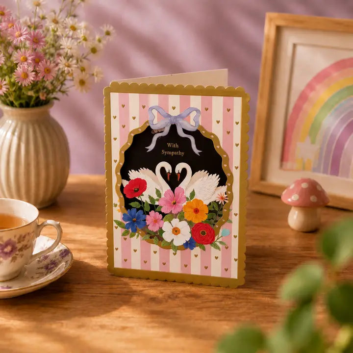 Wedding Swan Garden Cut Art Card