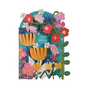 Cut Art Card - Happy Birthday Orange Floral
