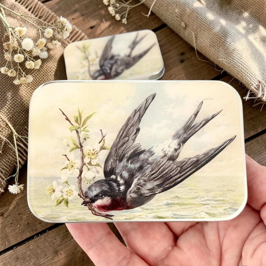 Notions Tin Large - Spring Swallow