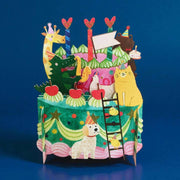 3D Cut Art Card - Animal Cake