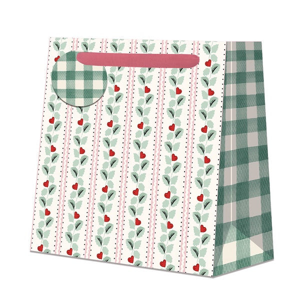 Medium Gift Bag - Rose Heart Strip