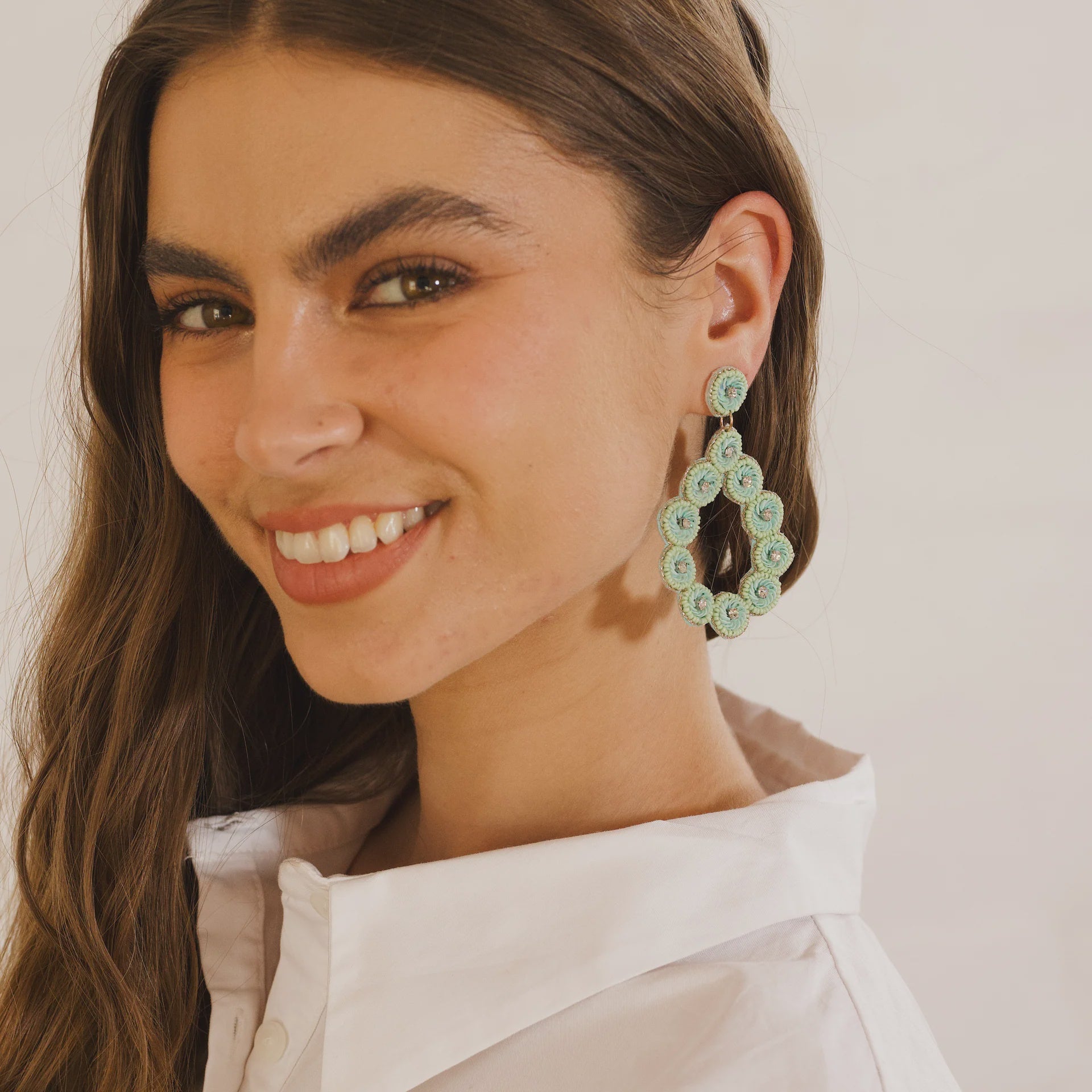 Beaded Earrings - Antoinette Floral Green