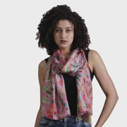 Pure Silk Designer Scarf - Pink Floral