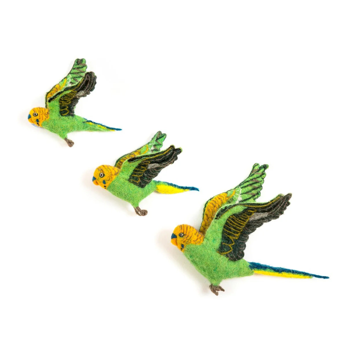 Felt Flying Wall Trio - Budgie Green