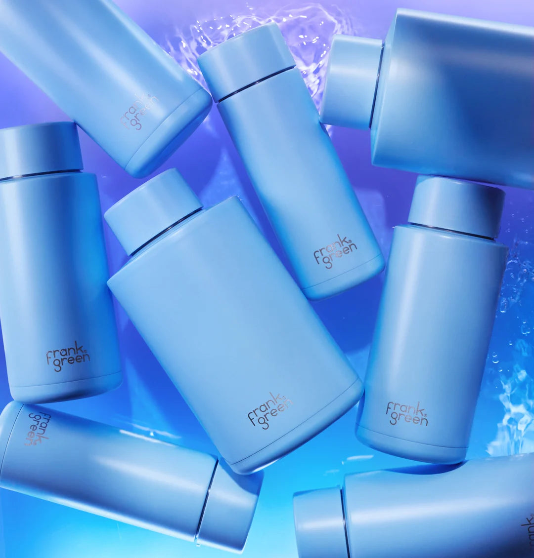 Ceramic Reusable Bottle with Straw Lid 595mL - Sky Blue
