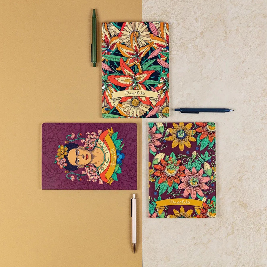 Stitched Lined Notebook A5 - Frida Kahlo