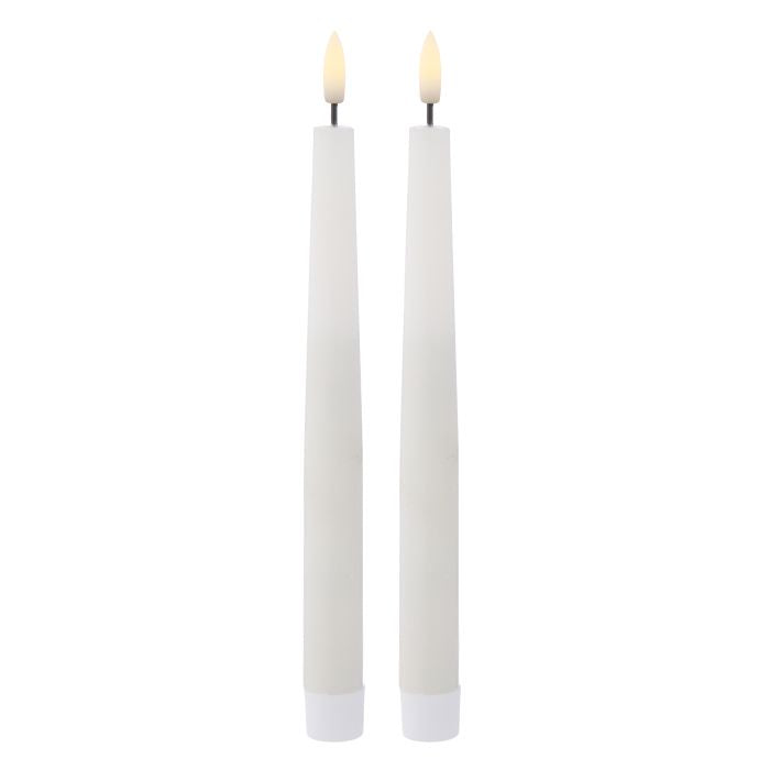 Hughe LED Flickering Taper Candle - S/2 White