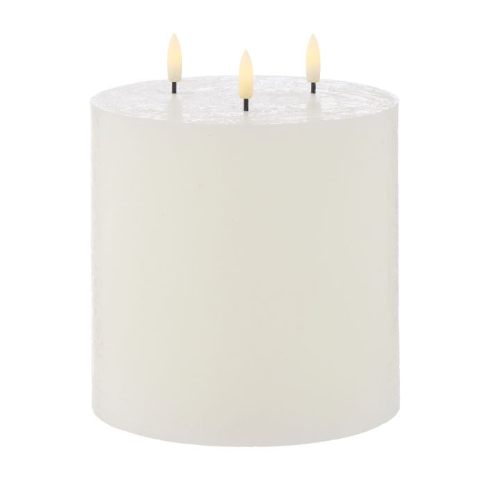 Hughe LED Flickering Pillar Candle - 3 Wicks 15cm