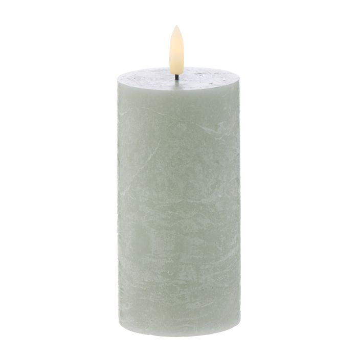 Hughe LED Flickering Pillar Candle - 15cm Green