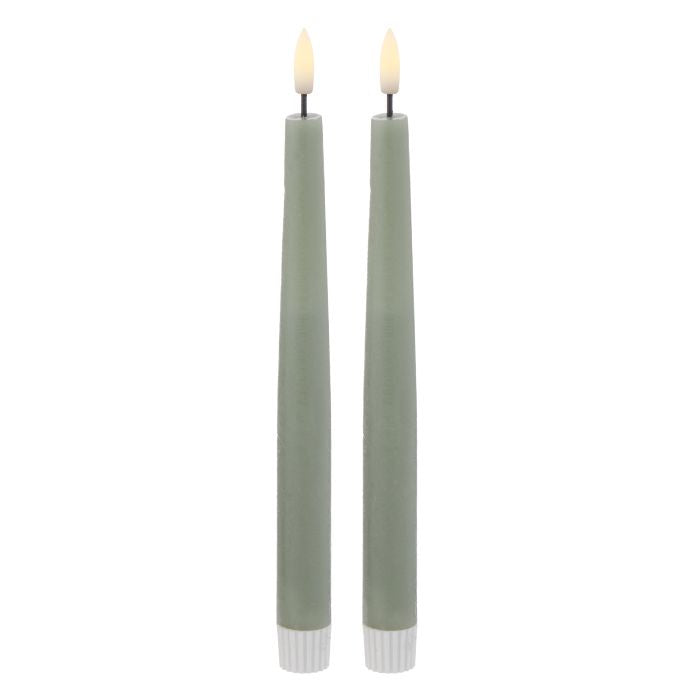 Hughe LED Flickering Taper Candle - S/2 Green