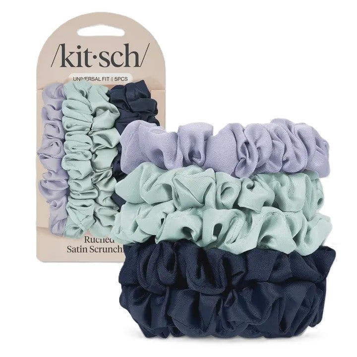 Ruched Satin Scrunchies 5pc Set - Garden Bouquet