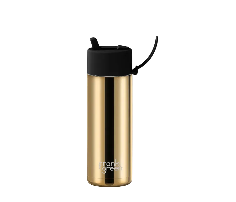 595ml Chrome Ceramic Reusable Bottle - Gold / Midnight