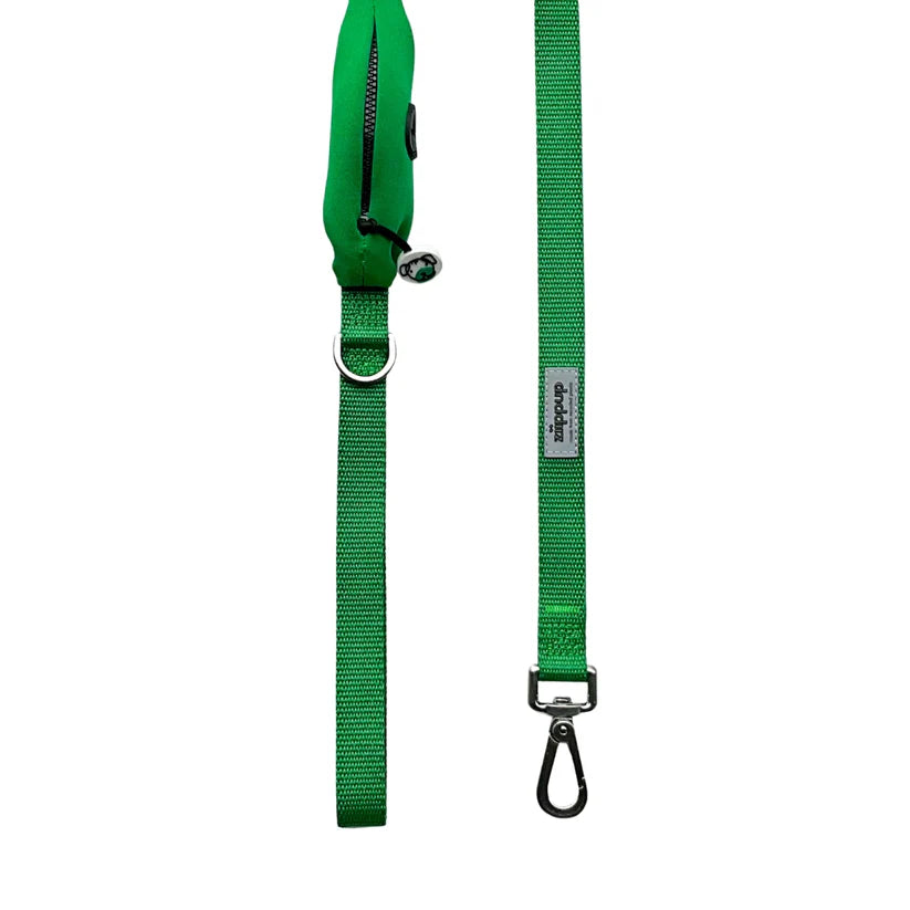 Dog Lead With Poop Bag Holder - Green