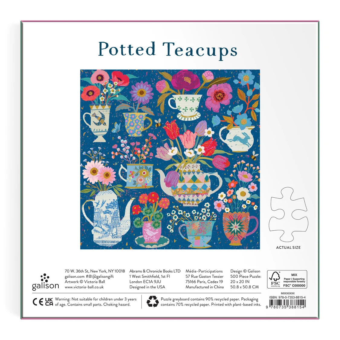 500pc Foil Puzzle - Potted Teacups