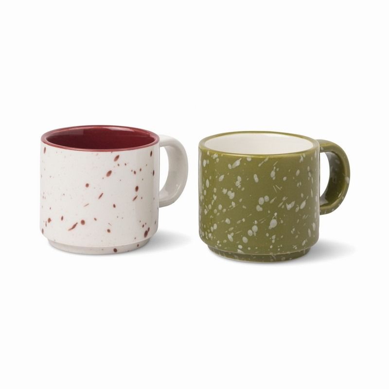 The Simon Set of 2 Espresso Cups - Cream & Olive