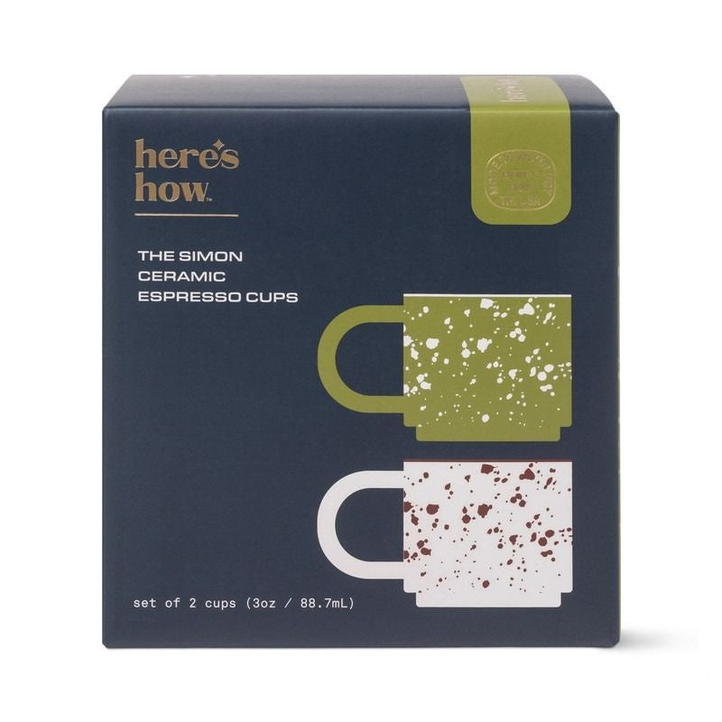 The Simon Set of 2 Espresso Cups - Cream & Olive