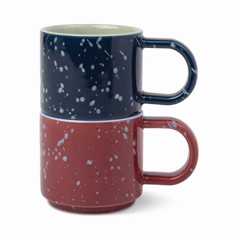 The Simon Set of 2 Espresso Cups - Burgundy & Navy