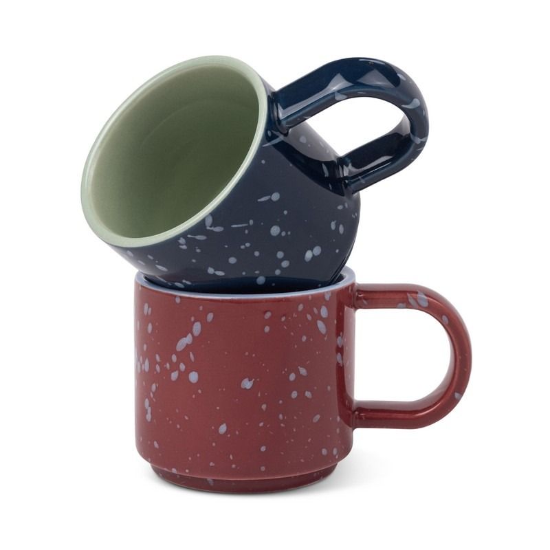 The Simon Set of 2 Espresso Cups - Burgundy & Navy