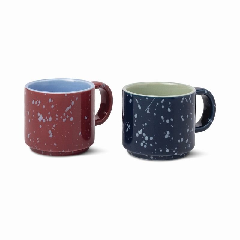The Simon Set of 2 Espresso Cups - Burgundy & Navy