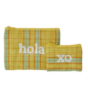 Hola Set of 2 Recycled Pouch - Yellow/Cyan
