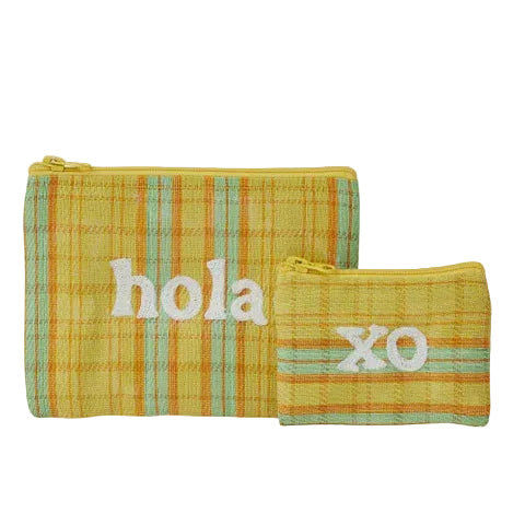 Hola Set of 2 Recycled Pouch - Yellow/Cyan