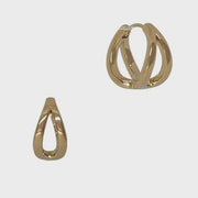 Open Crossed Huggie Earrings - Gold