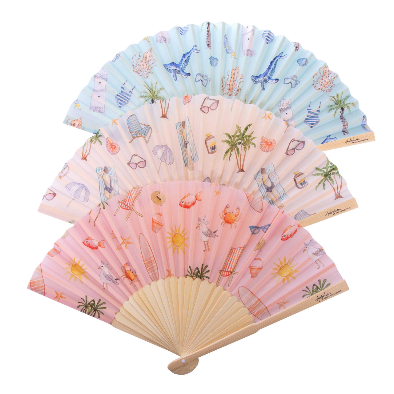 Bamboo and Paper Fans - Seaside