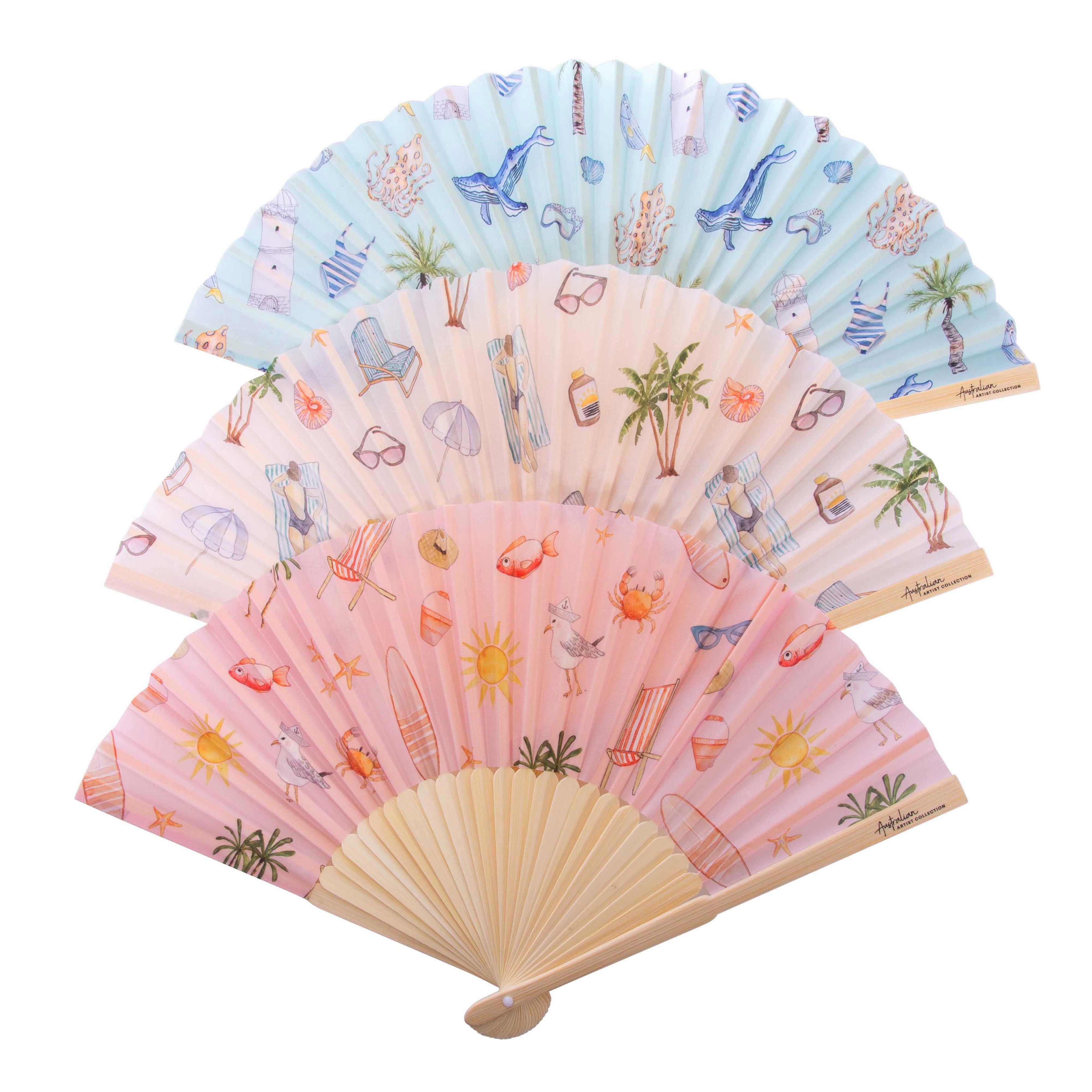 Bamboo and Paper Fan - Seaside