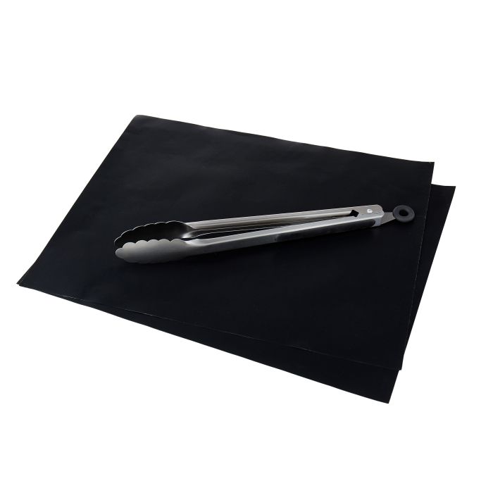 Non-Stick BBQ Grill Mat & Tongs (3pc)