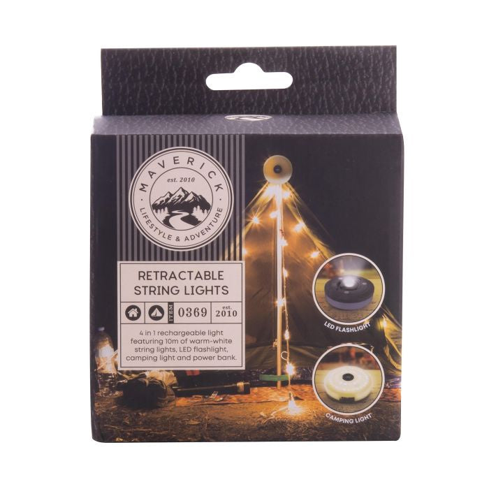 Retractable String Lights -  Warm White