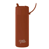 Ceramic Reusable Bottle with Flip Straw Lid 595mL - Toffee