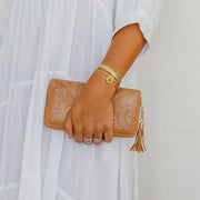 Laser Cut Out Detail Zip Wallet - Tan