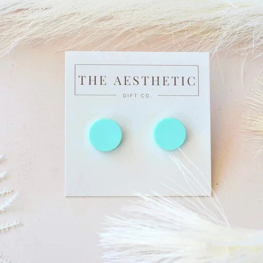 Acrylic Dot Stud Earrings - Mint Green