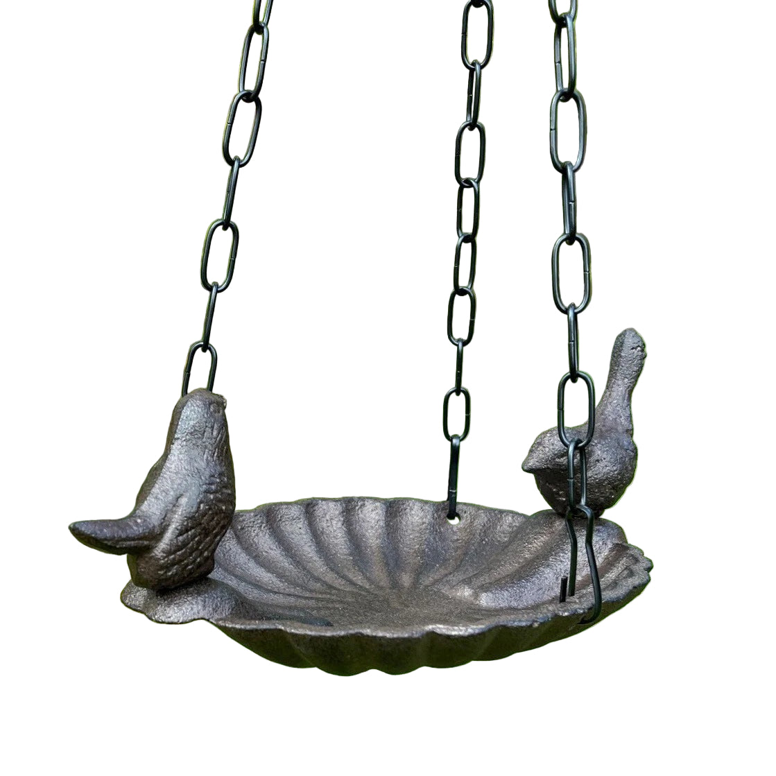 Hanging Cast Iron Bird Feeder with Two Birds