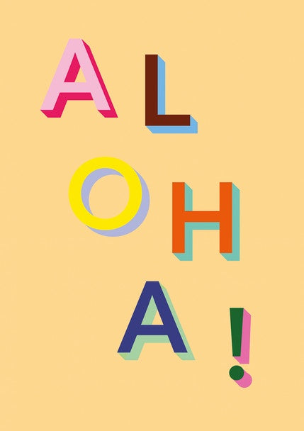 Aloha Block Letters Aloha Block Letter Card – Wileaway